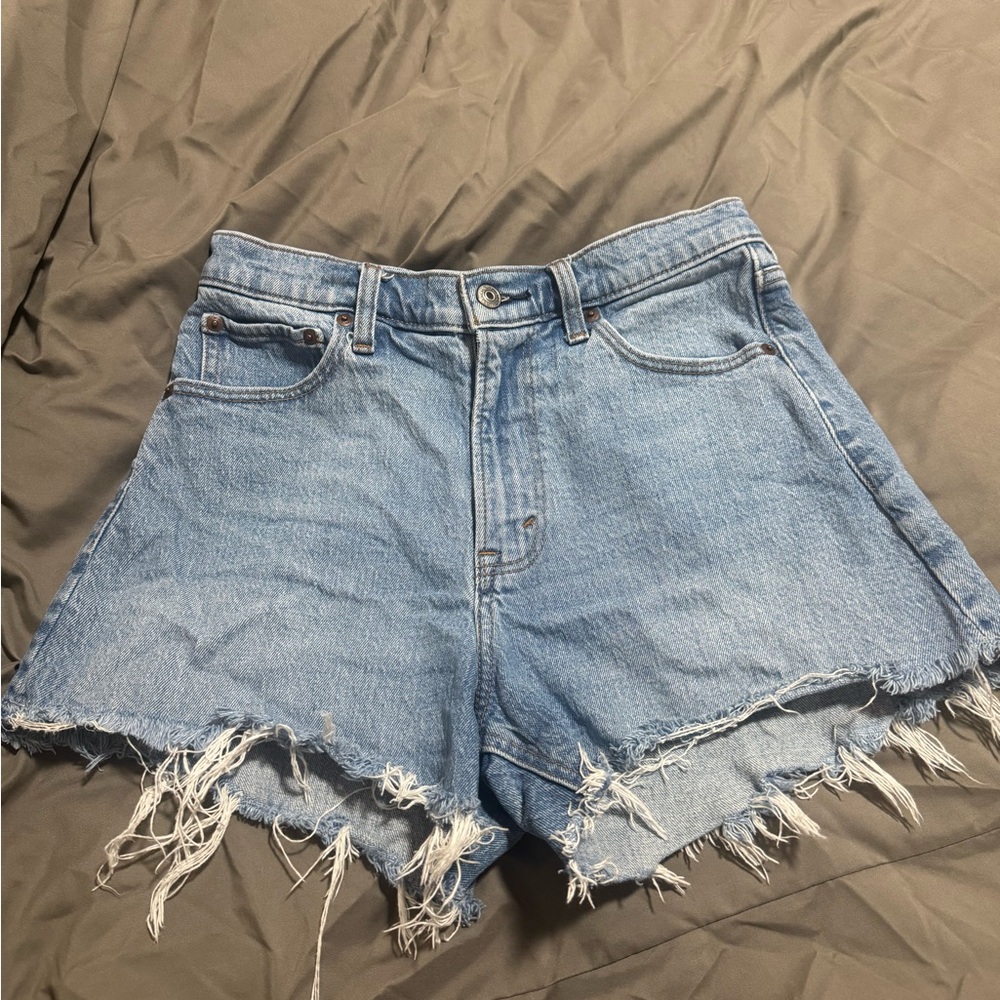 Abercrombie & Fitch Light Blue Frayed Jean Shorts
